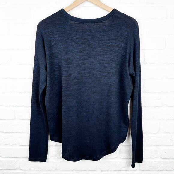 Rag & Bone Jean Hudson Long Sleeve Tee Heathered Navy Black Knit Small - Picture 3 of 9